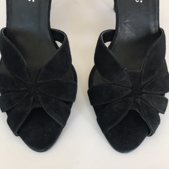 Black suede open toe heels - Picture 2 of 9